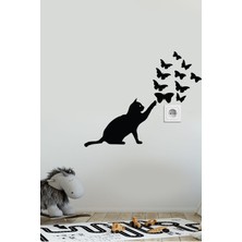 Echo Home Kedi ve Kelebekler Duvar ve Priz Yanı Duvar Sticker Seti