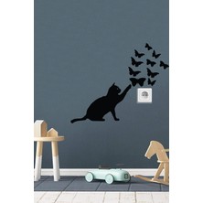 Echo Home Kedi ve Kelebekler Duvar ve Priz Yanı Duvar Sticker Seti