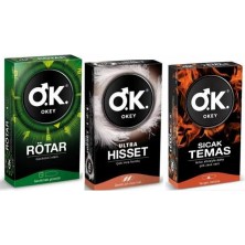 Okey Prezervatif Rötar 10 Lu + Ultra Hisset 10 Lu + Sıcak Temas 10 Lu