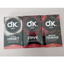 Okey Prezervatif Ultra Hisset 10 Lu + Zirve 10 Lu + Sıcak Temas 10 Lu