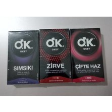 Okey Prezervatif Sımsıkı 10 Lu + Zirve 10 Lu + Çifte Haz 10 Lu