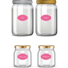 Echo Home Pembe  Baharat Kavanoz Etiketi Sticker 70 Adet