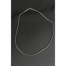 Mooni Accessories Örgü Zincir Model Şık 65CM Gümüş Renk 316L Çelik Zincir