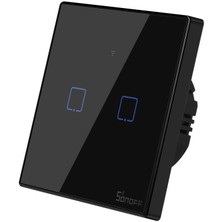 Sonoff T3EU2C-TX Wifi Dokunmatik Akıllı Anahtar | Alexa , Google , Nest , Echo , Echo Dot , Tap | Siyah , Duvar Tipi | 2 Gang | Uzaktan Kumanda Edilebilir