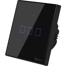 Sonoff T3EU3C-TX Wifi Dokunmatik Akıllı Anahtar | Alexa , Google , Nest , Echo , Echo Dot , Tap | Siyah , Duvar Tipi | 3 Gang | Uzaktan Kumanda Edilebilir