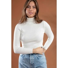 Pındık Butik Kadın Boğazlı Balıkçı Yaka Fitilli Triko KAZAK-888-032