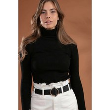 Pındık Butik Kadın Boğazlı Balıkçı Yaka Fitilli Triko KAZAK-888-037