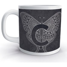 Rock'n Fox Ç Harfi Otantik Kelebek  Tasarım Renkli Harfli Kupa Bardak