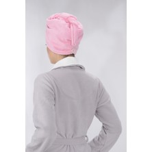 Proslim Havlu Saç Kurulama Bonesi - Düğmeli - Mikrofiber - Pembe
