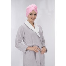Proslim Havlu Saç Kurulama Bonesi - Düğmeli - Mikrofiber - Pembe