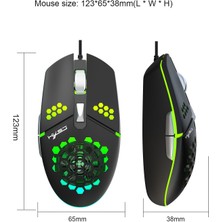 Hxsj J400 Kablolu Oyun Mouse'u 6 Düğmeli Ergonomik Mouse Soğutma Fanı ile 6 Seviyeli Ayarlanabilir Dpı (Yurt Dışından)