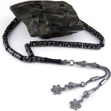 Tesbih Rüyası Gümüş Işlemeli Kesme Oltu Taşı Tesbih