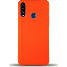 Kzy Samsung Galaxy A20S Kapak Içi Kadife Lansman Silikon Kılıf - Turuncu