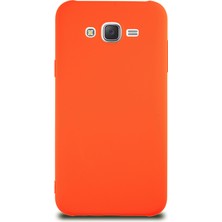 Kzy Samsung Galaxy J7 Kapak Içi Kadife Lansman Silikon Kılıf - Turuncu