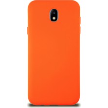 Kzy Samsung Galaxy J7 Pro Kapak Içi Kadife Lansman Silikon Kılıf - Turuncu