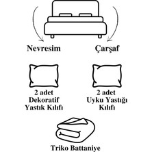 Luvana Home 7 Parça Pamuklu Triko Battaniyeli Feris Çift Kişilik Nevresim Takımı Hardal LVNHMNEV1CFER