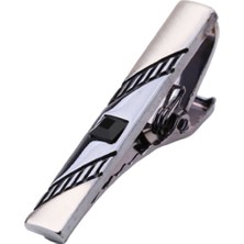 Kravatkolik Füme Mat Gri Siyah Taşlı Kravat Iğnesi KIY444