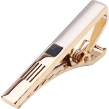 Kravatkolik Gold Renk Siyah Taşlı Yarı Mat Kravat Iğnesi KIY428