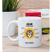 Hediye Dükkanı Kişiye Özel Aslan Burcuna Beyaz Kupa Bardak