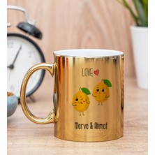 Hediye Dükkanı Kişiye Özel Sevimli Limonlar Gold Kupa Bardak