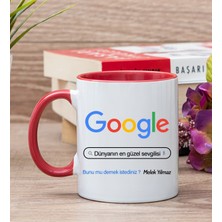 Hediye Dükkanı Kişiye Özel Google Tasarım Esprili Kırmızı Kupa Bardak
