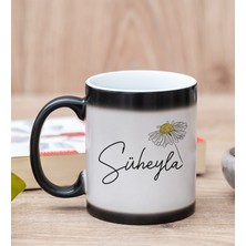 Hediye Dükkanı Kişiye Özel Papatya Tasarımlı Isimli Sihirli Kupa Bardak