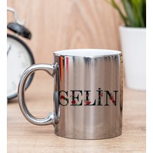 Hediye Dükkanı Kişiye Özel Çiçek Harf Tasarım Isim Yazılı Silver Kupa Bardak