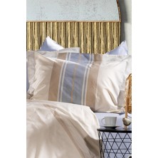 Zebra Casa Moly Bej/indigo Çift Kişilik Nevresim Pike Seti