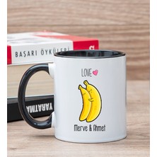 Hediye Dükkanı Kişiye Özel Sevimli Muzlar Siyah Kupa Bardak