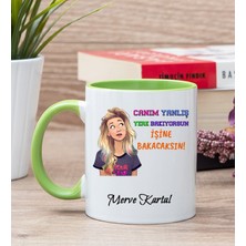 Hediye Dükkanı Kişiye Özel Işine Bakıcaksın Tasarım Esprili Yeşil Kupa Bardak