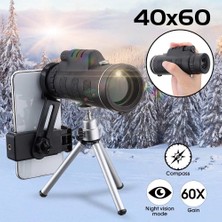 Okgoods Açık Kamp Avcılığı Için Tripod Klipsli 40X Zoomlu Hd Monoküler Teleskop (Yurt Dışından)