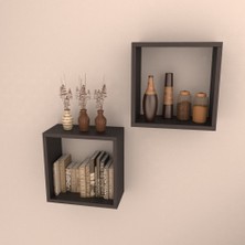 Rafkestir 2'li Kare Raf Set  Wenge