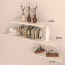 Rafkestir 3'lü Gizli Bağlantılı Raf Set  80 x 40 x 40  Beyaz