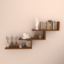 Rafkestir 3'lü Almira Duvar Rafı Hareli Ceviz