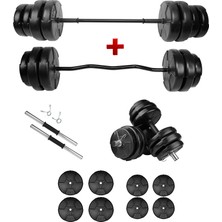 E-Life 38 kg Z Bar Dambıl Seti & Halter Seti Ağırlık Fitness Seti