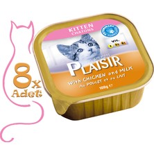 Plaisir Pate Tavuk Etli&sütlü Kitten 100gr Plaisir Kedi Maması 8ADET