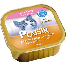 Plaisir Pate Tavuk Etli&sütlü Kitten 100gr Plaisir Kedi Maması 12ADET