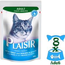 Plaisir Pouch Alabalıklı&karidesli 100gr Plaisir Kedi Maması 8ADET