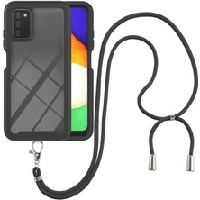 Eabhulie Samsung Galaxy A03S İçin Şeffaf Bumper Shockproof Ayarlanabilir Çapraz Askılı Askılı Tam Koruma Kılıf Kapaklı Siyah (Yurt Dışından)