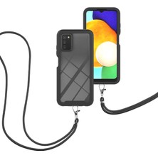 Eabhulie Samsung Galaxy A03S İçin Şeffaf Bumper Shockproof Ayarlanabilir Çapraz Askılı Askılı Tam Koruma Kılıf Kapaklı Siyah (Yurt Dışından)