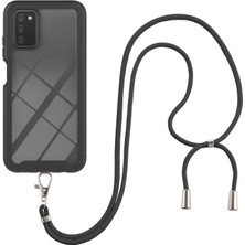 Eabhulie Samsung Galaxy A03S İçin Şeffaf Bumper Shockproof Ayarlanabilir Çapraz Askılı Askılı Tam Koruma Kılıf Kapaklı Siyah (Yurt Dışından)