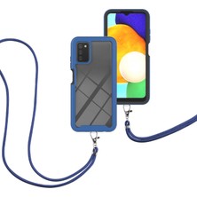 Eabhulie Samsung Galaxy A03S İçin Şeffaf Bumper Shockproof Ayarlanabilir Çapraz Askılı Askılı Tam Koruma Kılıf Kapaklı Mavi (Yurt Dışından)