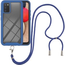 Eabhulie Samsung Galaxy A02S İçin Şeffaf Bumper Shockproof Ayarlanabilir Çapraz Askılı Askılı Tam Koruma Kılıf Kapaklı Mavi (Yurt Dışından)