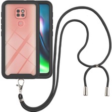 Eabhulie Motorola Moto G 9 Play İçin Şeffaf Bumper Shockproof Ayarlanabilir Çapraz Askılı Askılı Tam Koruma Kılıf Kapaklı Siyah (Yurt Dışından)