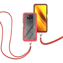 Eabhulie Xiaomi Poco X3 Nfc / X3 Pro İçin Şeffaf Bumper Shockproof Ayarlanabilir Çapraz Askılı Askılı Tam Koruma Kılıf Kapaklı Kırmızı (Yurt Dışından)