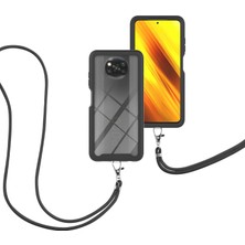 Eabhulie Xiaomi Poco X3 Nfc / X3 Pro İçin Şeffaf Bumper Shockproof Ayarlanabilir Çapraz Askılı Askılı Tam Koruma Kılıf Kapaklı Siyah (Yurt Dışından)