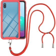 Eabhulie Samsung Galaxy A02 İçin Şeffaf Bumper Shockproof Ayarlanabilir Çapraz Askılı Askılı Tam Koruma Kılıf Kapaklı Kırmızı (Yurt Dışından)