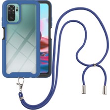 Eabhulie Xiaomi Redmi Note 10 4G / Note 10S İçin Şeffaf Bumper Shockproof Ayarlanabilir Çapraz Askılı Askılı Tam Koruma Kılıf Kapaklı Mavi (Yurt Dışından)