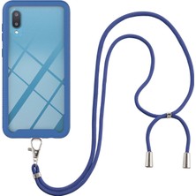 Eabhulie Samsung Galaxy A02 İçin Şeffaf Bumper Shockproof Ayarlanabilir Çapraz Askılı Askılı Tam Koruma Kılıf Kapaklı Mavi (Yurt Dışından)