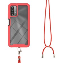 Eabhulie Xiaomi Poco M3 İçin Şeffaf Bumper Shockproof Ayarlanabilir Çapraz Askılı Askılı Tam Koruma Kılıf Kapaklı Kırmızı (Yurt Dışından)